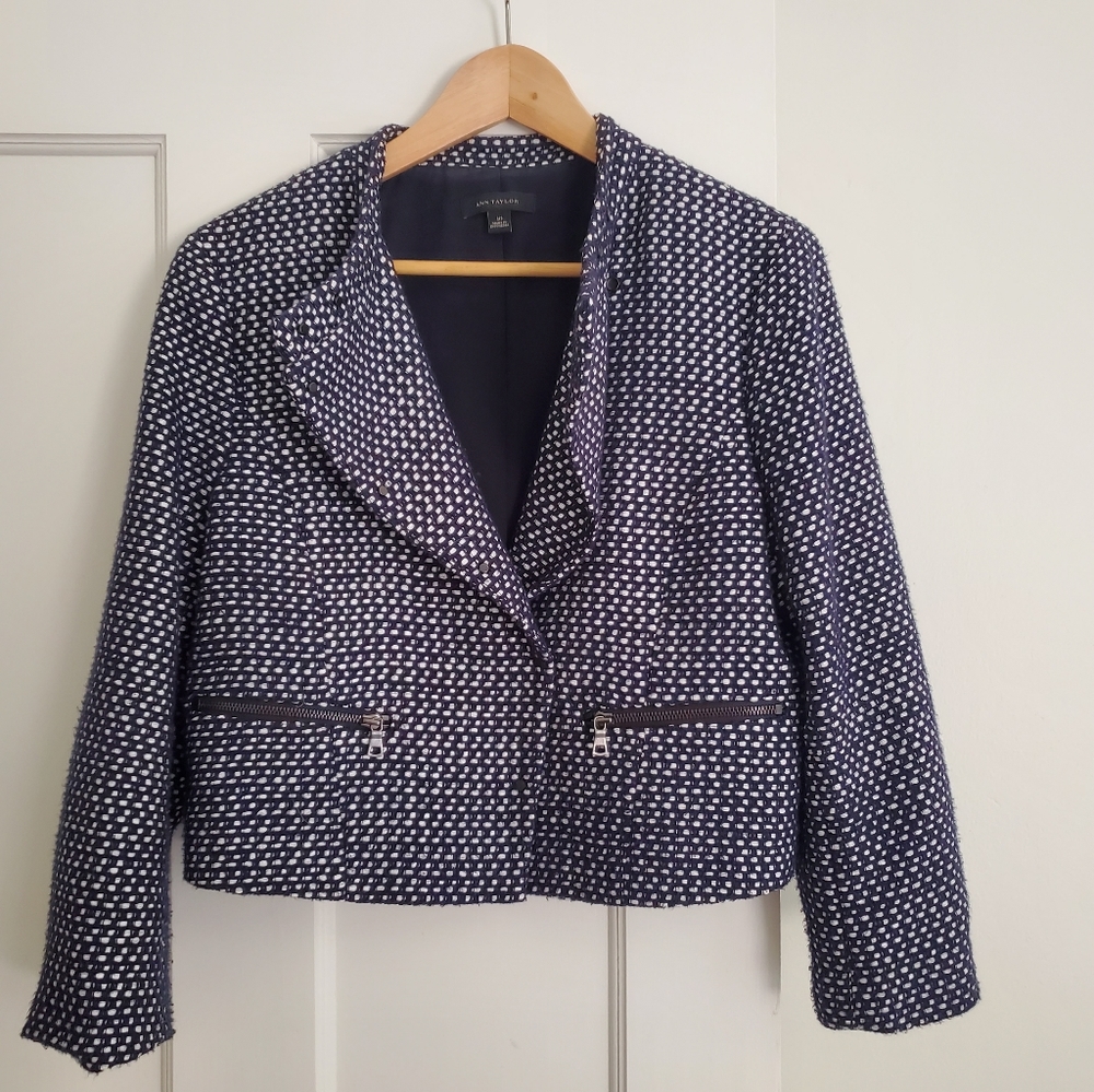 Ann Taylor Cropped Tweed Blazer